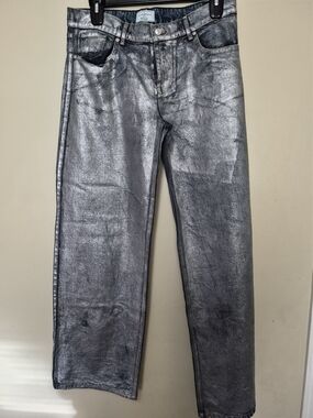 REVICE Silver Metallic Straight Jeans
